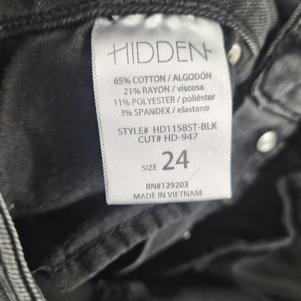 Hidden Wide Leg Jeans Women 24 Black Denim High Rise Button Fly Raw Hem Stretch